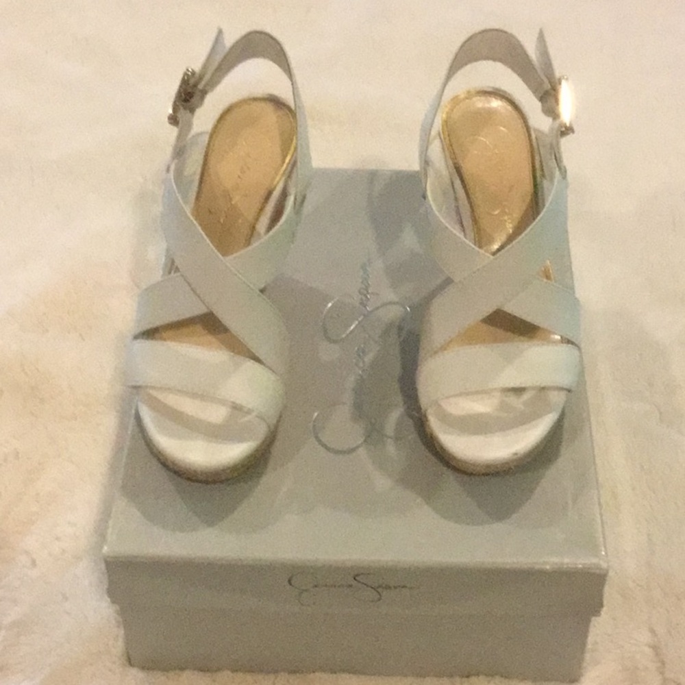 Jessica Simpson White Wedges.
